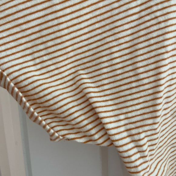 Polagram Striped Henley Tshirt Orange/White Medium - Picture 7 of 9